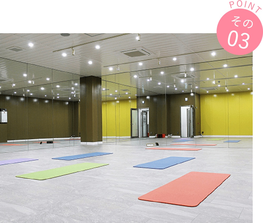 二面の鏡でポーズ確認